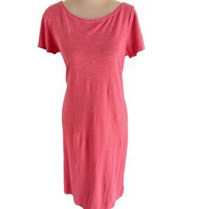 Eileen Fisher Hemp Organic Cotton Coral Midi Shift Dress S